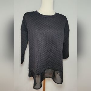 RETRELOGY Blouse Business Casual Sweater 3/4 Sleeves Quilted Top Size M